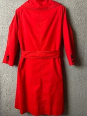 Vintage Junior Accent Red S/M Belted Trench Coat Cape Overlay 60s Retro Mod VTG