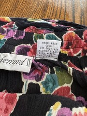 Vintage Rayon Two Piece Set Skirt 22W Jacket 20W Floral Black 90s Silvercord