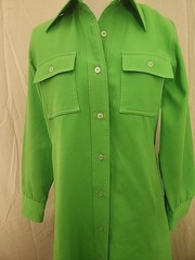 Sir James Hong Kong 1970s lime green long-sleeve collared shirt dress Small