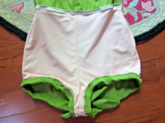 Vtg 50’s DeWeese Design Lime Green Bathing/Swim Suit~ Bullet~ Pinup~Belt~ 12/34