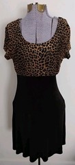 Vtg Gantos Mini Dress Woman’s Stretch Opaque Black Animal Print Fit & Flare XS/S