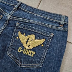Vintage 2000s Y2k G-Unit Womens Embellished Pocket Dark Wash Bootcut Denim Jeans