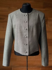 Vtg Laura Ashley 100% Wool Houndstooth Jacket Made in Great Britain Size UK14 US