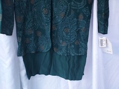 Vintage Coco Bianco Dress size 14 green/gold long sleeve NWT