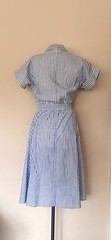 Vintage Cotton Dress Blue/White Stripe Button and Zipper