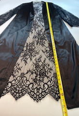 Long BLACK LACE ROBE Medium SWEEP WRAP POINT Hem Sleeve GOTH Open Front Duster