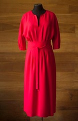 VTG Nina Ricci Boutique Paris Red Midi Dress Made in France Belted Luxury M