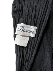 Vintage Barone Black Crinkle Crepe Goth Witchy Fringe Hem Dress Plus Sz 18