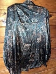 Vintage 90’s Karen Scott Satin Tunic Shirt Size XL Paisley Print Dressy Top