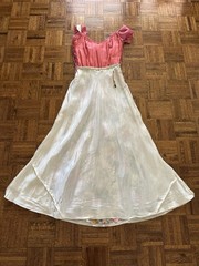 1930s 40s Rayon Crepe Dress Ruched Knot Bodice Floral Bias Skirt Talon Zip AS-IS