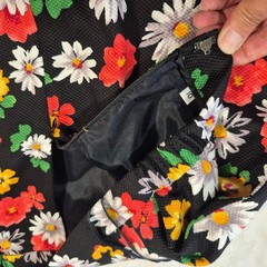 Vtg Victor Costa Skirt Suit Set Black Floral Daisy Ruffle Peplum Sz 10 MINT