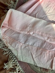 Vintage 60s/70s Romantic Revival Pink Floral Gown with Lace Trim, Size S-M