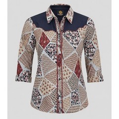 Vintage Kenny Rogers Western Collection Karman Patchwork Snap Shirt Navy Red 11