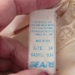 Vintage Sears Full Length Slip Dress Size 34 Nude/Beige Nylon Antron III