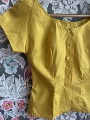 VTG 50s Designer Greta Plattry Deadstock Mustard Gold Blouse Button Up Top XS/S