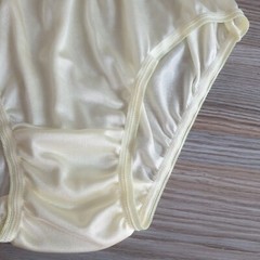 Vintage Slippery Nylon Panty Sissy Yellow Bikini Sheer Brief Size 7-8 Hip 38-42″