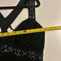 Vintage 90s Y2K Bebe Grail Beaded Strappy Back Butt Scrunch PROM Gown Dress