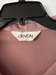Vintage Devon Mauve Button Up Blouse Embroidered Collar No Size Tag Fits Like S