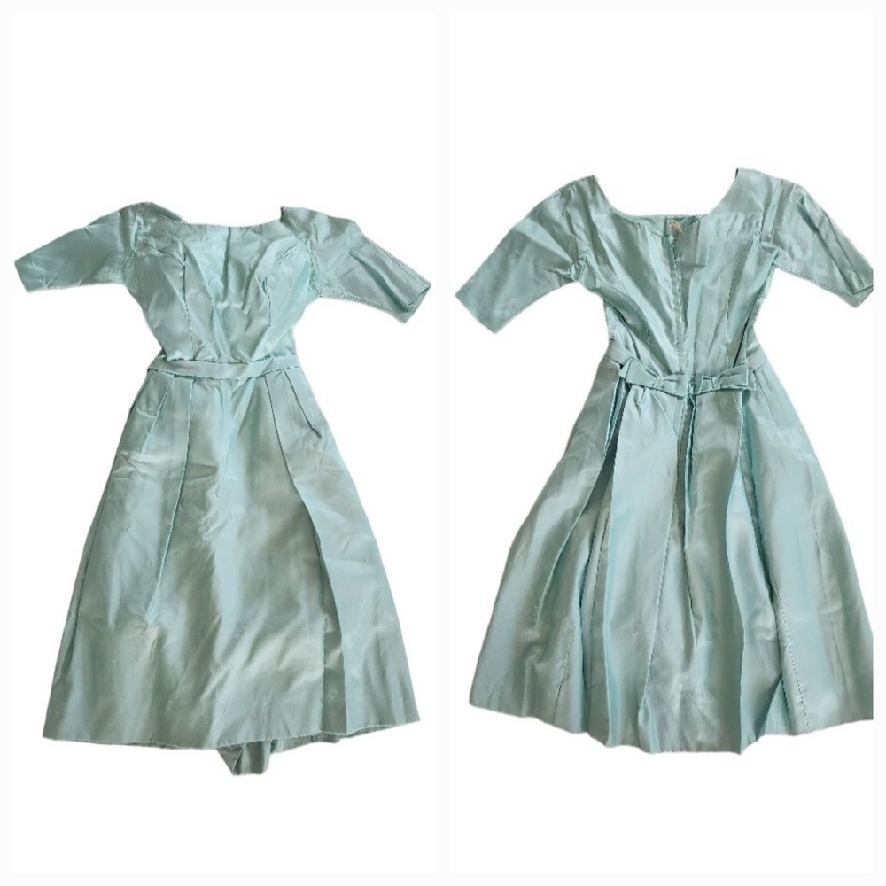 Vintage 50s Harry Keizer Silk Mint Easter Prom Fit Flare dress W20″