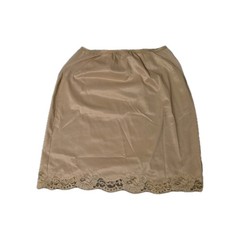 VTG Vanity Fair M Floral Lace Hem Nylon Satin Neutral Minimalist USA