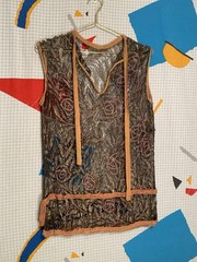 Vintage 20s Beaded Lace Top Drop Waist Tunic Floral Flapper Art Deco Antique