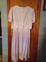 Vintage Lady Dorby Pink Pleated Maxi Dress w/Attached Short Sleeve Top 14W