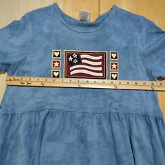 Cactus Bay Vintage light tie dye blue Maxi Dress Patriotic Flag Print Tie Back M