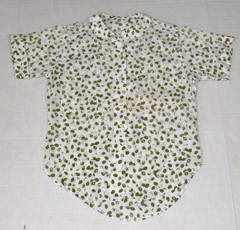 Vintage Leisure Shirt Collared Size S 90s White White Green Olives Thin Cotton