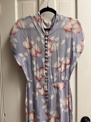 Vintage 1940s Dress 40s Purple Floral Button Front Dress