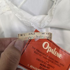 Vintage Opalene White Slip Dress Size 44 NOS Lace Trim Measures 38 Ptp 36in Long