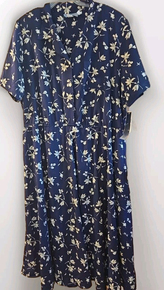 Vintage Carol Anderson Size 22 Made In USA Floral Maxi Dress Blue New With Tags