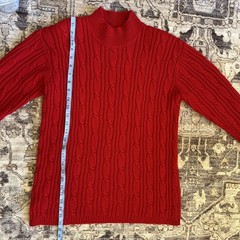 Vintage Karen Scott Petites M Women’s Cable Knit Red Holiday Sweater 90’s Y2K