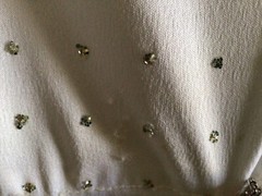 Vintage 70’s or 80’s PATRA Disco Dress Women’s Sz S/M White Sequins Silver Belt
