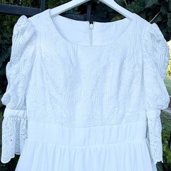 VTG 5 Layer Eyelet Cottage Country Prairie Boho Core Temple Wedding Dress Sz M L