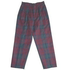 Giorgio Sant’Angelo Vintage Plaid Pleated Wool Trousers High Waist Womens 12