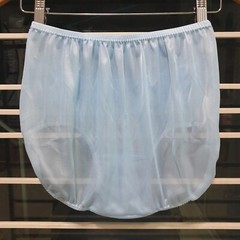 Vintage Sheer Nylon Panty Blue Sissy Floral Lace Granny Brief Size 8 Hip 39-43″