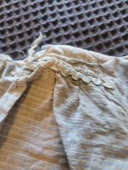 ANTIQUE COTTON PRIMITIVE 1930S 1940S HAND MADE FARM DRESS DISTRESSED BLUE