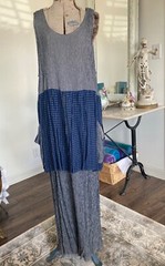 Vintage 1990s FLAPPER Blue KOKOON Lady Bug Pouch POCKET Dress Maxi M Jumper USA