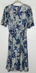 Vintage California Looks Blue Floral Paisley Secretary Dress Elastic Waist 8P