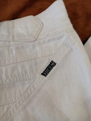 Vintage Jeans 70s N’est-Ce Pas? White Denim Chevron Sizer Back Super Rare 26X34