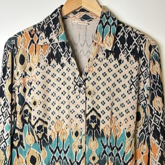Tianello Vintage Art-to-Wear Beautiful Boho Tribal Dynasty Blouse Tencel Rayon S