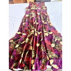 Vintage 90s Bentley Tropical Floral Maxi Dress Rayon Purple Red Green Size 12