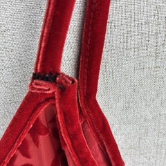 Y2K Crushed Red Velvet Babydoll Cami Burnout Vintage Lingerie S M L Vampy Vixen