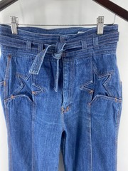 Vtg 70s N’est Ce Pas?STAR BUTT Jeans Bell Bottom Belted Denim Disco 28×32 W/belt