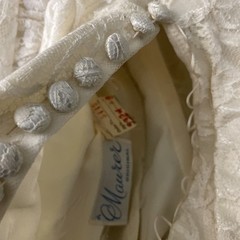 Vtg 1950’s Maurer Ivory Full Lace Wedding Dress-Bust 30/2XS