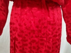 80’s Vintage Silk Studio Dress 100% Silk Red Animal Print Woven Glam Retro Sz 4
