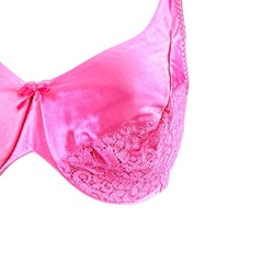 Vtg Maidenform Rendezvous Bra 34DD Shiny Satin Second Skin Lace Underwire ILGWU