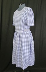 Vintage Kathie Lee Blue & White Gingham Checked Dress w Tie Waist Size 12