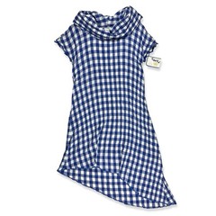 Dunes Women’s VTG Blue Gingham Plaid Gauze Dress Lagenlook Asymmetric Boho M