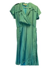 VTG 1980’s Colorayons Teal Blue Shirt Dress w/ Shoulder Pads Pockets Size 12 P